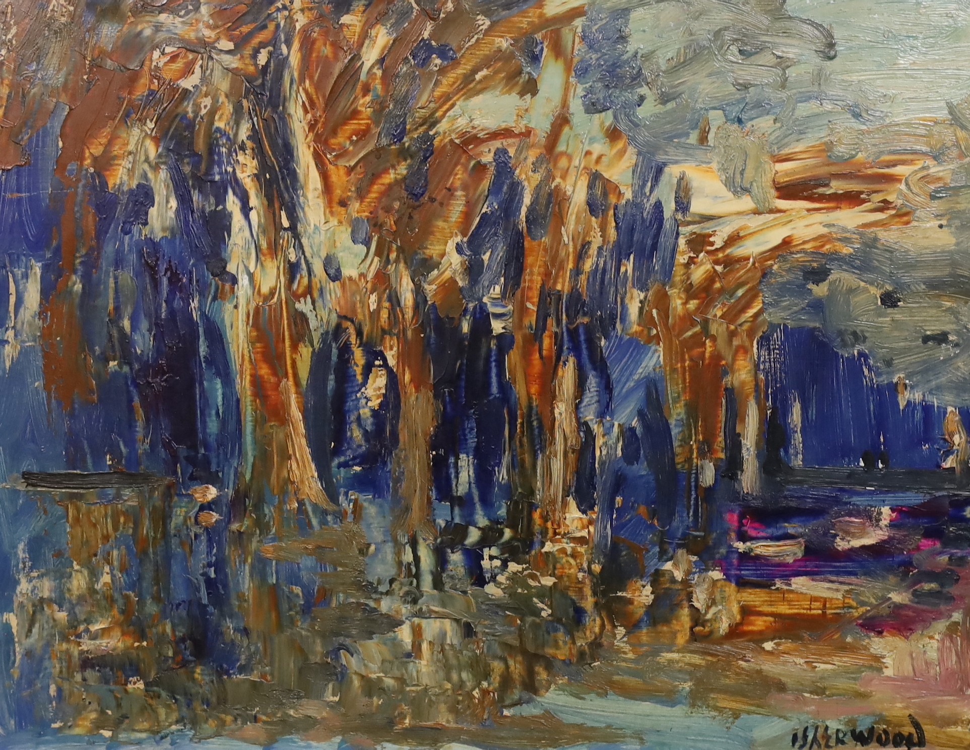 James Lawrence Isherwood (British, 1917-1989), 'Epping Forest', oil on board, 34 x 44cm